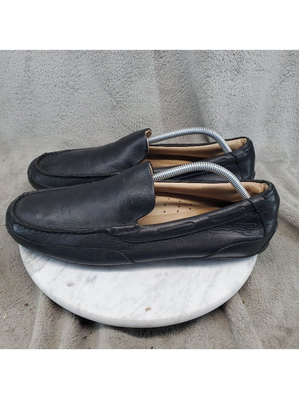 Sperry Shoes Mens Size 10.5 Black Leather Hampden Slip On Moccasin *Read*